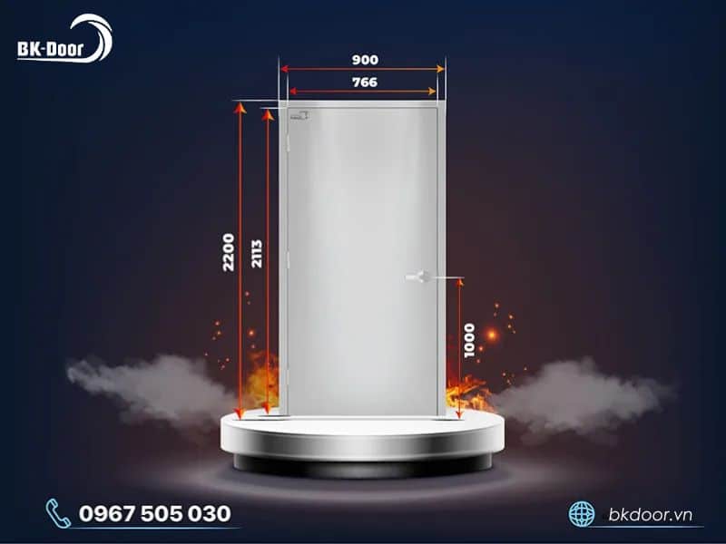 Kích thước cửa chống cháy 1 cánh tiêu chuẩn